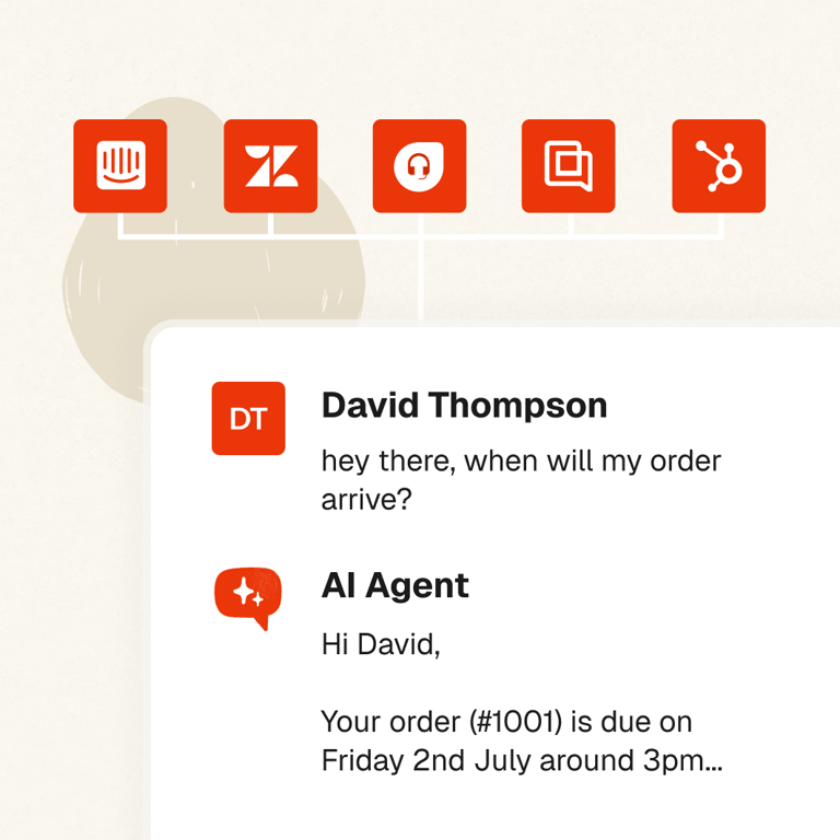 AI replies appear as notes on every ticket, ready to send