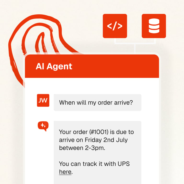 It answers from your live customer data, not just your help docs.
